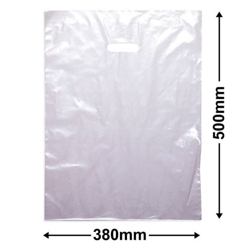Large Clear Plastic Carry Bags 380x500mm (Qty:100) - dimensions