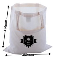 Custom Printed Large Calico Carry Bags 1 Colour 1 Side 420x380mm