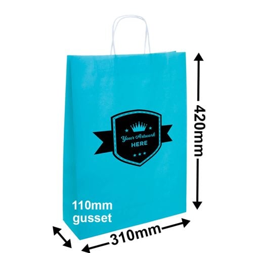 Custom Printed Paper Carry Bags in a Range of Colours 1 Colour 1 Side 420x310mm - dimensions