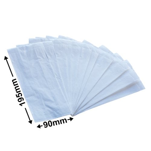 Flat White Paper Bag Size 1 - 90 x 195 + 50 - dimensions