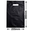 Medium Black Plastic Carry Bags 255x380mm (Qty:100)