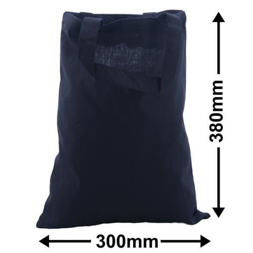 Two Handle Calico Bags 380x300mm | Black (Qty:50) - dimensions
