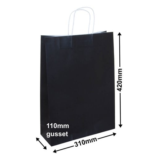 A3 Black Paper Carry Bags 310x420mm (Qty:50) - dimensions