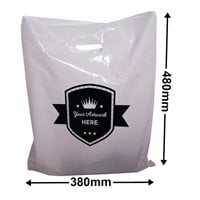 Custom Printed White Plastic Carry Bag 1 Colour 2 Sides 480x380mm