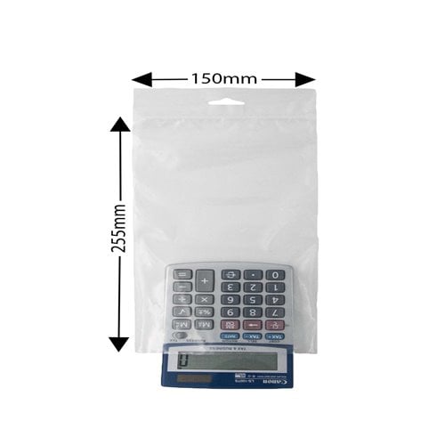 Maxigrip Bottom Loading Resealable Bags - 255x150mm 75µm (Qty:1000) - dimensions