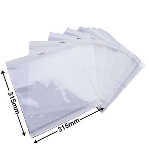 Hangsell Bags with White Headers 315x315mm 35µm (Qty:100) - dimensions