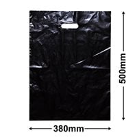 Large Black Plastic Carry Bags 385x500mm (Qty:100)