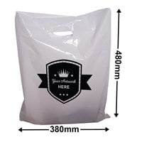 Custom Printed White Plastic Carry Bag 1 Colour 1 Side 480x380mm