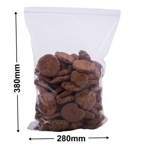 Resealable Press Seal Bags 280x380mm 75µm (Qty:500) - dimensions