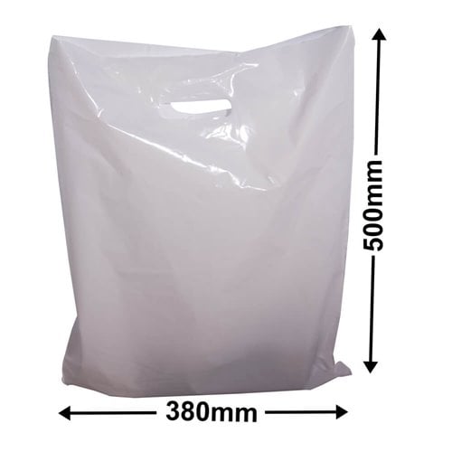 Large White Plastic Carry Bags 380x500mm (Qty:100) - dimensions