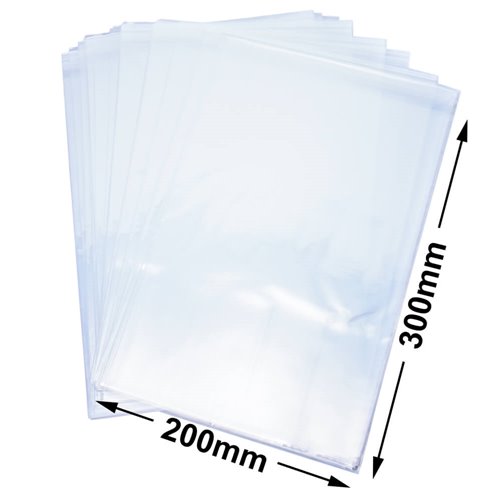 BOPP Peel & Seal Bags + Tape 300x200mm 35µm (Qty:1000) - dimensions