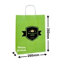 Custom Printed 350x260mm Coloured Paper Bags (8 Colours) 2 Colours 2 Sides