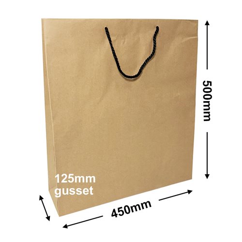 Deluxe Brown Paper Bags 450x500mm (Qty:250) - dimensions