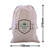 Custom Printed 2 Colours 1 Side Calico Drawstring Bags 210x150mm