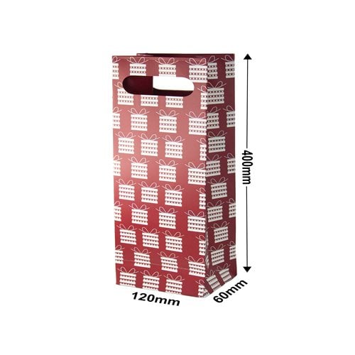 Single Matte Presents Wine Bag Die Cut Handle - dimensions