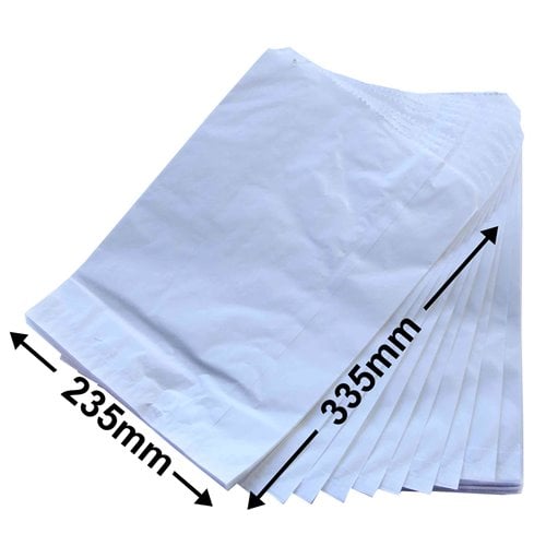 Flat White Paper Bag Size 6 - 235 x 335 - dimensions