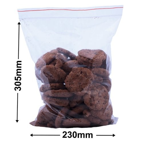 Resealable Press Seal Bags 230x305mm 50µm (Qty:1000) - dimensions