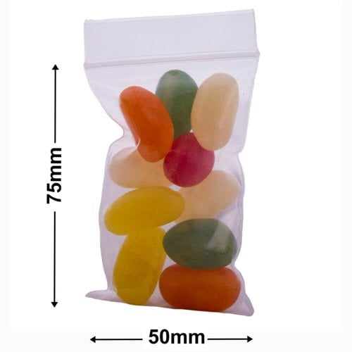 Resealable Press Seal Bags 50x75mm 75µm (Qty:1000) - dimensions