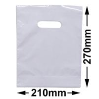 Small White Plastic Carry Bags 210x270mm (Qty:100)