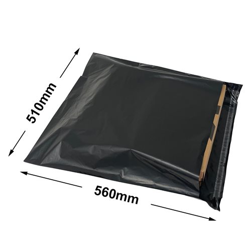 A2 Black Courier Air Bags 510x560mm 100% Recycled (Qty:100) - dimensions