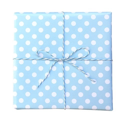 White Dots on Blue Wrapping Paper Roll - dimensions