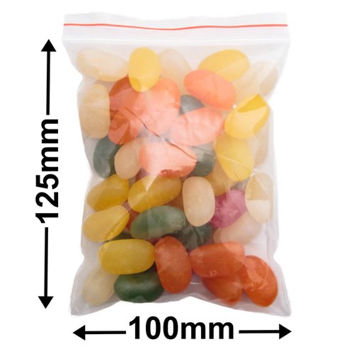 Resealable Press Seal Bags 100x125mm 50µm (Qty:1000) - dimensions