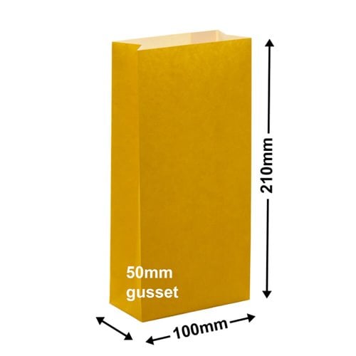 Paper Gift Bags Yellow 100x210+50 - no handles - dimensions