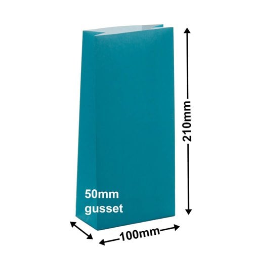 Paper Gift Bags Aqua Blue 100x210+50 - no handles - dimensions