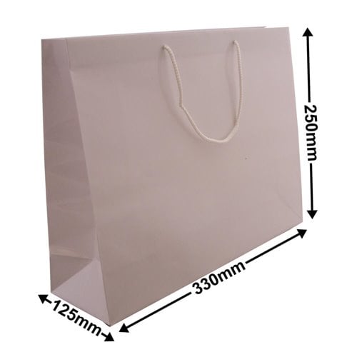 White Boutique Rope Handle Gloss Bags 330x250mm (Qty:50) - dimensions