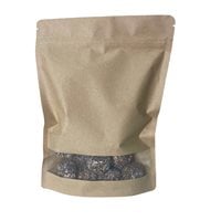 Stand-Up Resealable Kraft Paper Pouch Bags with Window 260x190mm (Qty:100)