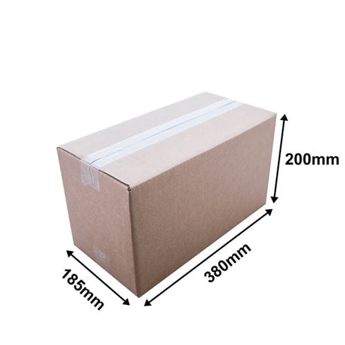 Brown Cardboard Cartons 380x185x200mm (Qty:25) - dimensions