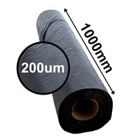 Builders Film Centrefold Roll - Black - 200µm - 1m opening to 2m