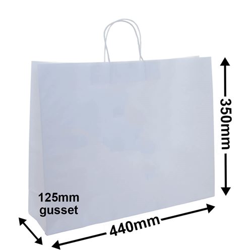 Boutique White Paper Carry Bags 450x350mm (Qty:125) - dimensions