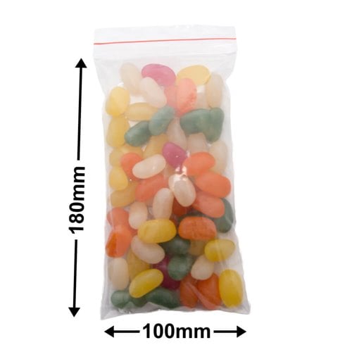 Resealable Press Seal Bags 100x180mm 50µm (Qty:1000) - dimensions