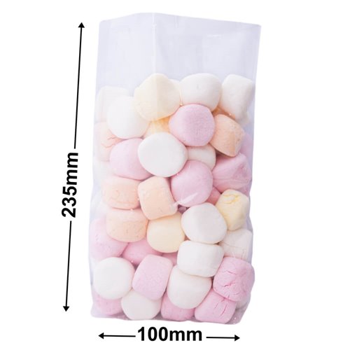 Polypropylene Display Bags 235x100mm + 50mm Gusset 30µm (Qty:1000) - dimensions