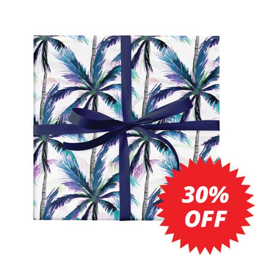 Blue Palms Wrapping Paper Roll (Length: 50M) - dimensions