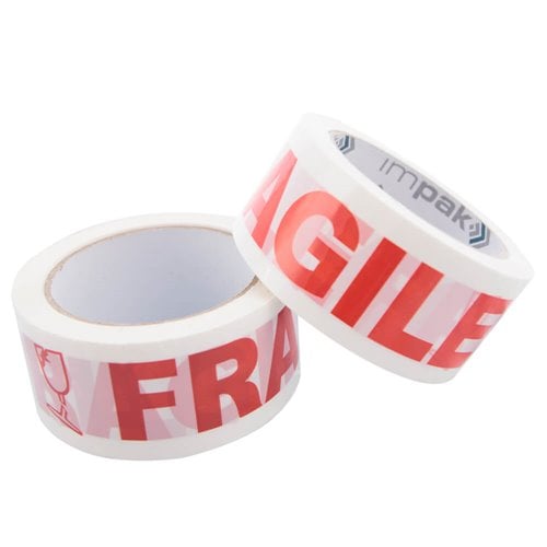 Fragile Warning Tape Red / White - dimensions