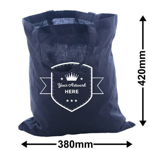 Express Printed Large Black Calico Carry Bags 1 Colour 1 Side - dimensions