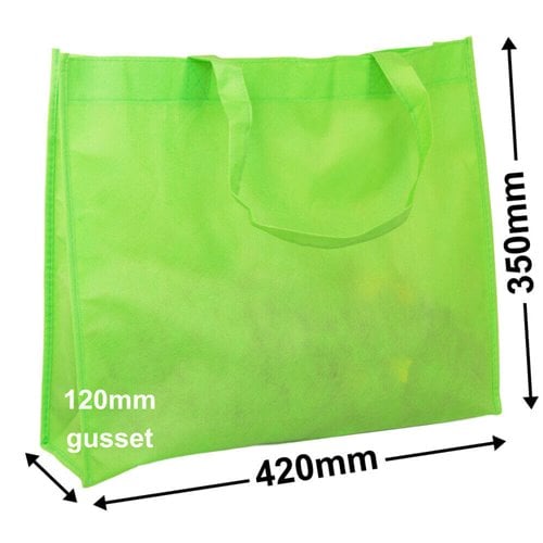 Lime Reusable Non Woven Polypropylene fabric bag - dimensions