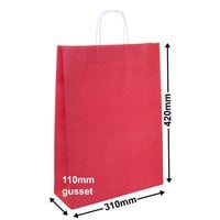 A3 Red Paper Carry Bags 310x420mm (Qty:50)