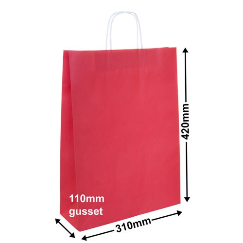 A3 Red Paper Carry Bags 310x420mm (Qty:50) - dimensions