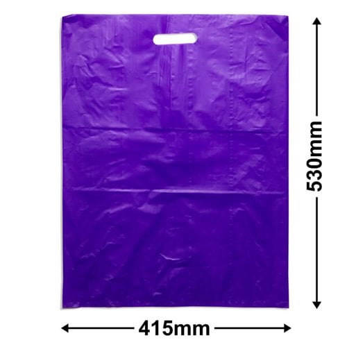 Large Purple Plastic Carry Bags 415x530mm (Qty:100) - dimensions