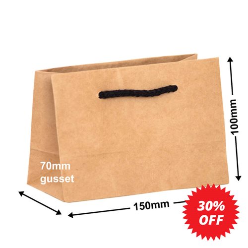 Deluxe Brown Paper Bags 100x150mm (Qty:50) - dimensions