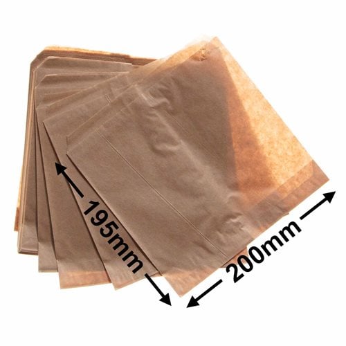 Flat Brown Paper Bag Size 2 - 195 x 200 - dimensions