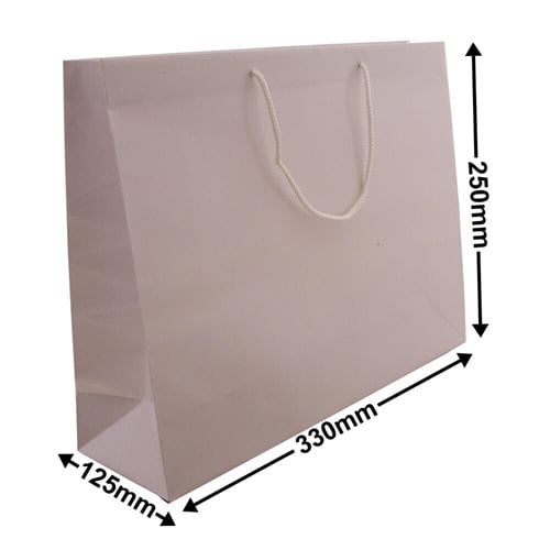 White Boutique Rope Handle Gloss Bags 330x250mm (Qty:100) - dimensions