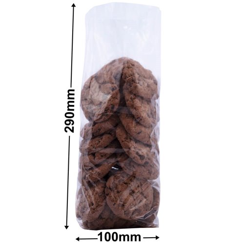 Cellophane Bags 100x290mm + 50mm Side Gusset (Qty:1000) - dimensions