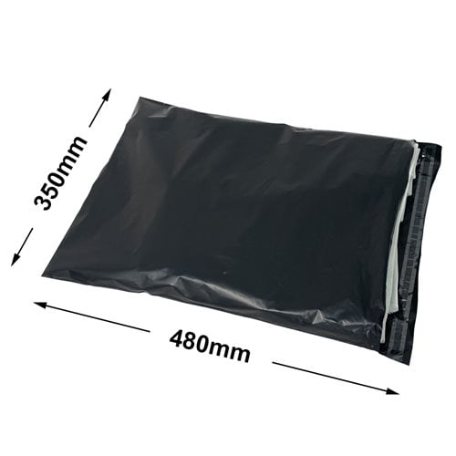 Black Courier Air Bags 350x480mm 100% Recycled (Qty:100) - dimensions