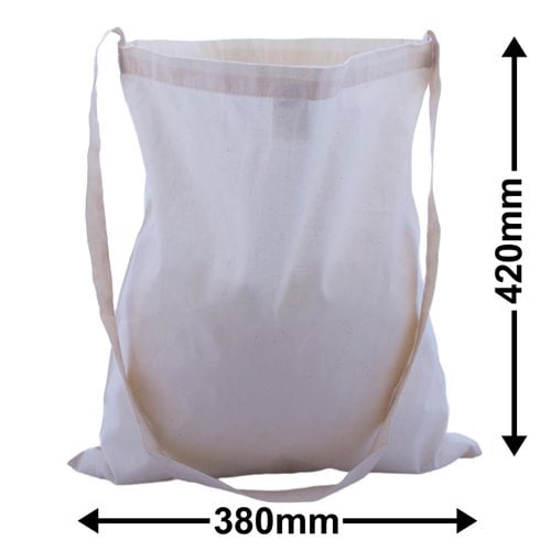 Shoulder Strap Calico Bags 420x380mm | Natural Calico (Qty:50) - dimensions