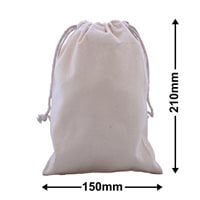 Drawstring Calico Bags 210x150mm | Natural Calico (Qty:50)