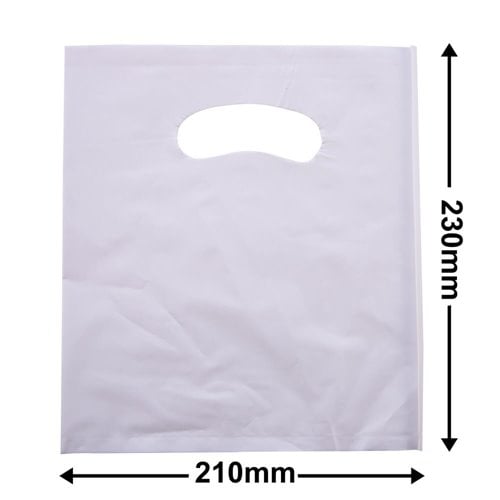 Extra-Small White Plastic Carry Bags 210x230mm (Qty:100) - dimensions